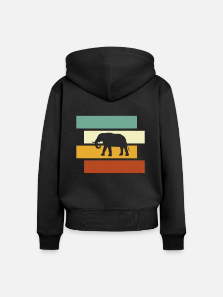 Elefant Retro - Frauen Premium Bio Zip Hoodie - Schwarz