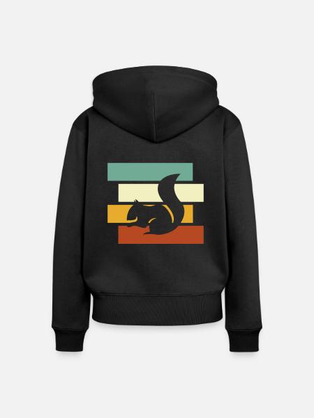 Eichhörnchen Retro - Frauen Premium Bio Zip Hoodie - Schwarz