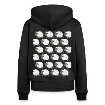 Schafe Schaf - Frauen Premium Bio Zip Hoodie - Schwarz - Hinten - Julia (174cm)