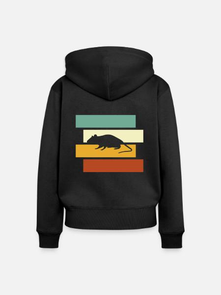 Maus Retro - Frauen Premium Bio Zip Hoodie - Schwarz