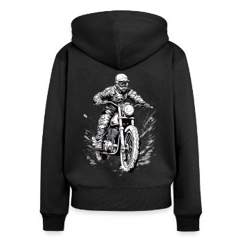 Motorcross Biker Motorrad Enduro Motorcross Dirt - Frauen Premium Bio Zip Hoodie - Schwarz - Hinten - Julia (174cm)