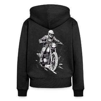 Motorcross Biker Motorrad Enduro Motorcross Dirt - Frauen Premium Bio Zip Hoodie - Schwarz - Hinten - Julia (174cm)