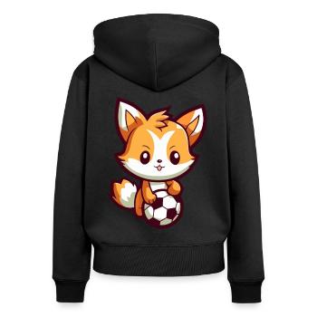 Cute cartoon fox playing soccer for kids - Women's Premium Organic Zip Hoodie - black - Back - Julia (174cm)