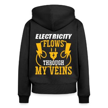 Électricien dans mes veines Ingénieur électricien - Sweat à capuche zippé Premium bio Femme - noir - Dos - Julia (174cm)