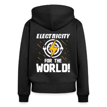 Elektriker Electricity For World Elektroingenieur - Frauen Premium Bio Zip Hoodie - Schwarz - Hinten - Julia (174cm)