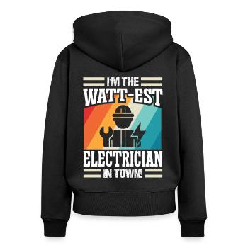 Elektriker Watt-est Electrician Elektroingenieur - Frauen Premium Bio Zip Hoodie - Schwarz - Hinten - Julia (174cm)