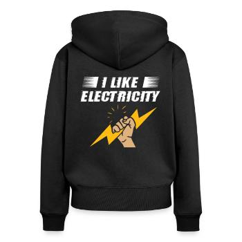 Elektriker I Like Electricity Elektroingenieur - Frauen Premium Bio Zip Hoodie - Schwarz - Hinten - Julia (174cm)