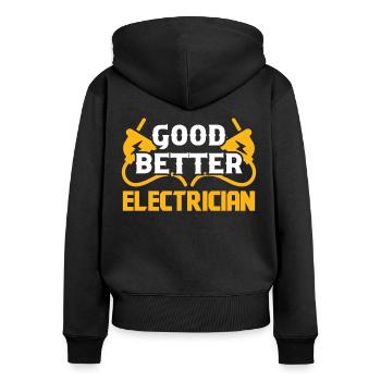 Elektriker Good Better Elektroingenieur Elektrik - Frauen Premium Bio Zip Hoodie - Schwarz - Hinten - Julia (174cm)