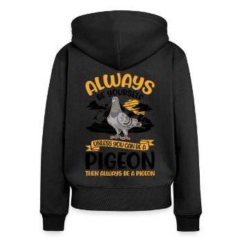 Pigeon Cadeau Pigeon Fancier Pigeon Voyageur - Sweat à capuche zippé Premium bio Femme - noir - Dos - Julia (174cm)