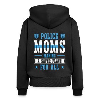 Polizei Muttertag Cop Officer Strafverfolgung - Frauen Premium Bio Zip Hoodie - Schwarz - Hinten - Julia (174cm)