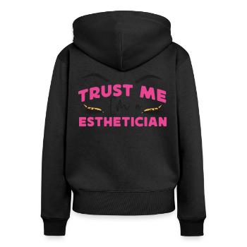 Soins de la peau d’esthéticienne agréée mignonne - Sweat à capuche zippé Premium bio Femme - noir - Dos - Julia (174cm)