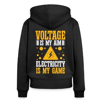Elektriker Electricity Is My Game Elektroingenieur - Frauen Premium Bio Zip Hoodie - Schwarz - Hinten - Julia (174cm)
