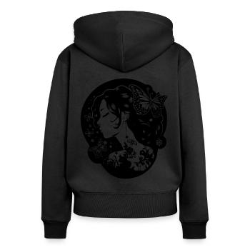 Belle esthétique gothique: fille gothique avec - Sweat à capuche zippé Premium bio Femme - noir - Dos - Julia (174cm)