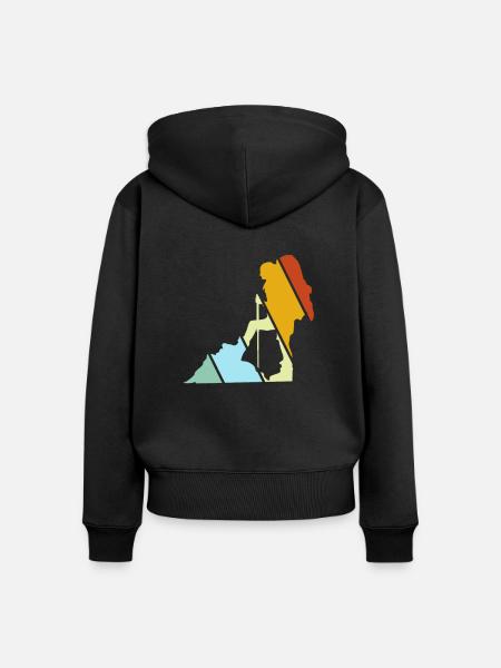 Wandern Retro - Frauen Premium Bio Zip Hoodie - Schwarz