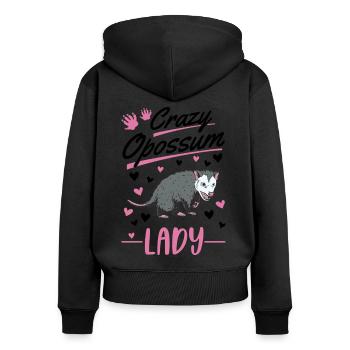 Opossum fou Femme Marsupial de l’opossum - Sweat à capuche zippé Premium bio Femme - noir - Dos - Julia (174cm)