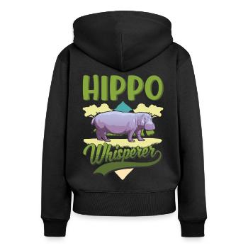 Hippo Whisperer Hippo Hippo - Women's Premium Organic Zip Hoodie - black - Back - Julia (174cm)