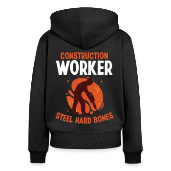 Bauarbeiter Construction Worker Steel Hard Bones - Frauen Premium Bio Zip Hoodie - Schwarz - Hinten - Julia (174cm)