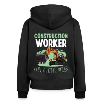 Bauarbeiter Construction Worker Fill Lot Of Holes - Frauen Premium Bio Zip Hoodie - Schwarz - Hinten - Julia (174cm)