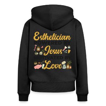 Cute Esthetician Skincare - Women's Premium Organic Zip Hoodie - black - Back - Julia (174cm)