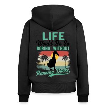 Indian Running Duck Gift Running Duck - Women's Premium Organic Zip Hoodie - black - Back - Julia (174cm)