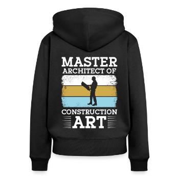 Ouvrier de la construction Maître architecte de l’art de la construction - Sweat à capuche zippé Premium bio Femme - noir - Dos - Julia (174cm)