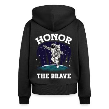 Astronaut Honor The Brave Spaceman Space - Women's Premium Organic Zip Hoodie - black - Back - Julia (174cm)