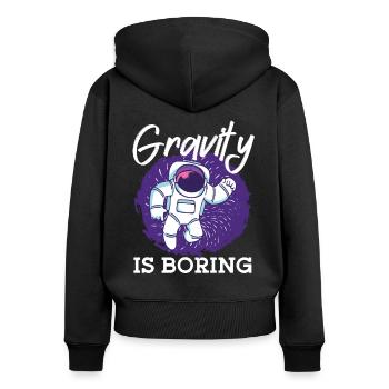 La gravité des astronautes est ennuyeuse Espace spatial - Sweat à capuche zippé Premium bio Femme - noir - Dos - Julia (174cm)