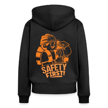 Bauarbeiter Safety First Baumeister Handwerker Bau - Frauen Premium Bio Zip Hoodie - Schwarz - Hinten - Julia (174cm)