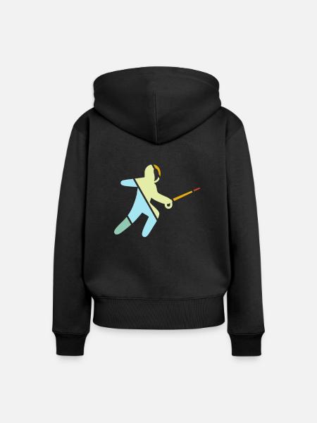 Fechten Retro - Frauen Premium Bio Zip Hoodie - Schwarz