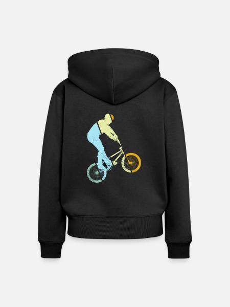 BMX Retro - Frauen Premium Bio Zip Hoodie - Schwarz