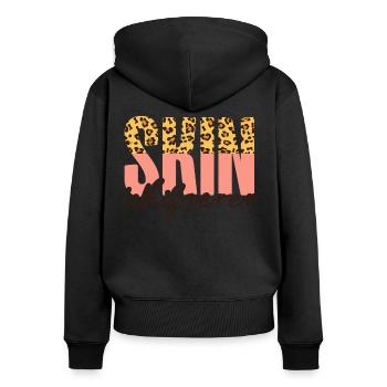 Cute Licensed Esthetician Skincare - Frauen Premium Bio Zip Hoodie - Schwarz - Hinten - Julia (174cm)