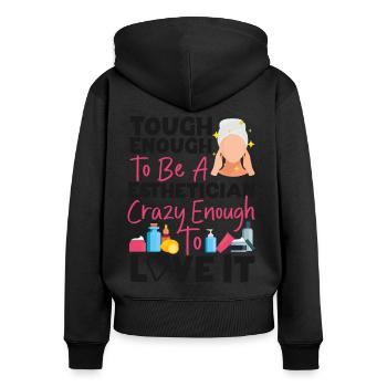 Cute Licensed Esthetician Skincare - Frauen Premium Bio Zip Hoodie - Schwarz - Hinten - Julia (174cm)