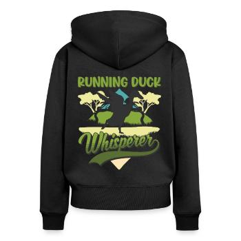 Running Duck Whisperer Running Duck - Sweat à capuche zippé Premium bio Femme - noir - Dos - Julia (174cm)