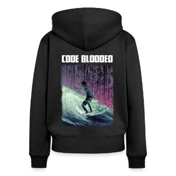 Code blooded - Women's Premium Organic Zip Hoodie - black - Back - Julia (174cm)