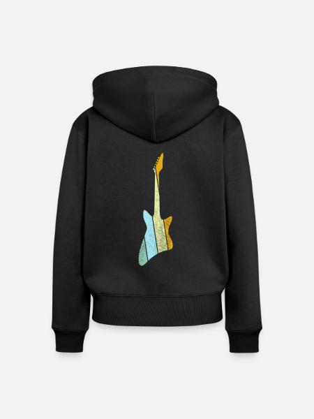 E Gitarre Retro - Frauen Premium Bio Zip Hoodie - Schwarz