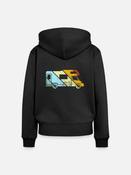 Wohnmobil Retro - Frauen Premium Bio Zip Hoodie - Schwarz