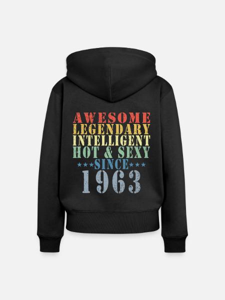 Awesome Since 1963 - Frauen Premium Bio Zip Hoodie - Schwarz