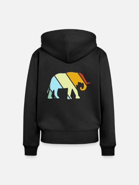 Elefant Retro - Frauen Premium Bio Zip Hoodie - Schwarz