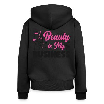 Soins de la peau d’esthéticienne agréée mignonne - Sweat à capuche zippé Premium bio Femme - noir - Dos - Julia (174cm)