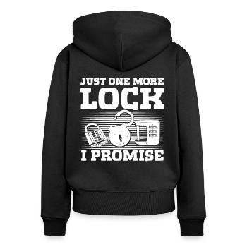 Locksmith Just One More Lock Locksmith - Women's Premium Organic Zip Hoodie - black - Back - Julia (174cm)