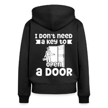 Schlosser Don't Need Key To Open A Door Schloss - Frauen Premium Bio Zip Hoodie - Schwarz - Hinten - Julia (174cm)