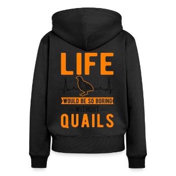 Warnung Wachtel Wachtelzucht Wachtelzüchter - Frauen Premium Bio Zip Hoodie - Schwarz - Hinten - Julia (174cm)