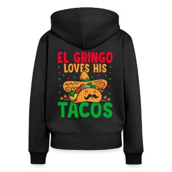 El Gringo aime ses tacos Gringo amoureux - Sweat à capuche zippé Premium bio Femme - noir - Dos - Julia (174cm)