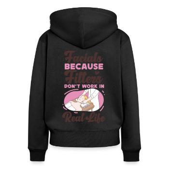Cute Licensed Esthetician Skincare - Frauen Premium Bio Zip Hoodie - Schwarz - Hinten - Julia (174cm)