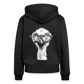 Emu Maman Drôle de tête d’autruche Ratite Cadeau - Sweat à capuche zippé Premium bio Femme - noir - Dos - Julia (174cm)