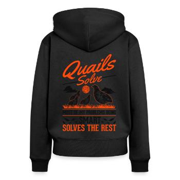 Warnung Wachtel Wachtelzucht Wachtelzüchter - Frauen Premium Bio Zip Hoodie - Schwarz - Hinten - Julia (174cm)