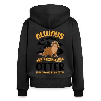 Loutre Cadeau Loutre Loutre Loutre Loutre de mer - Sweat à capuche zippé Premium bio Femme - noir - Dos - Julia (174cm)