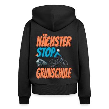 Nächster Stop Grundschule - Fahrrad - Frauen Premium Bio Zip Hoodie - Schwarz - Hinten - Julia (174cm)