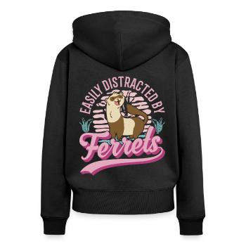 Facilement distrait par le furet de furet - Sweat à capuche zippé Premium bio Femme - noir - Dos - Julia (174cm)