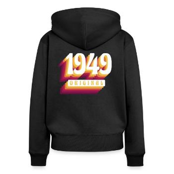 1949 Original. Coole Geschenkidee zum Geburtstag - Frauen Premium Bio Zip Hoodie - Schwarz - Hinten - Julia (174cm)